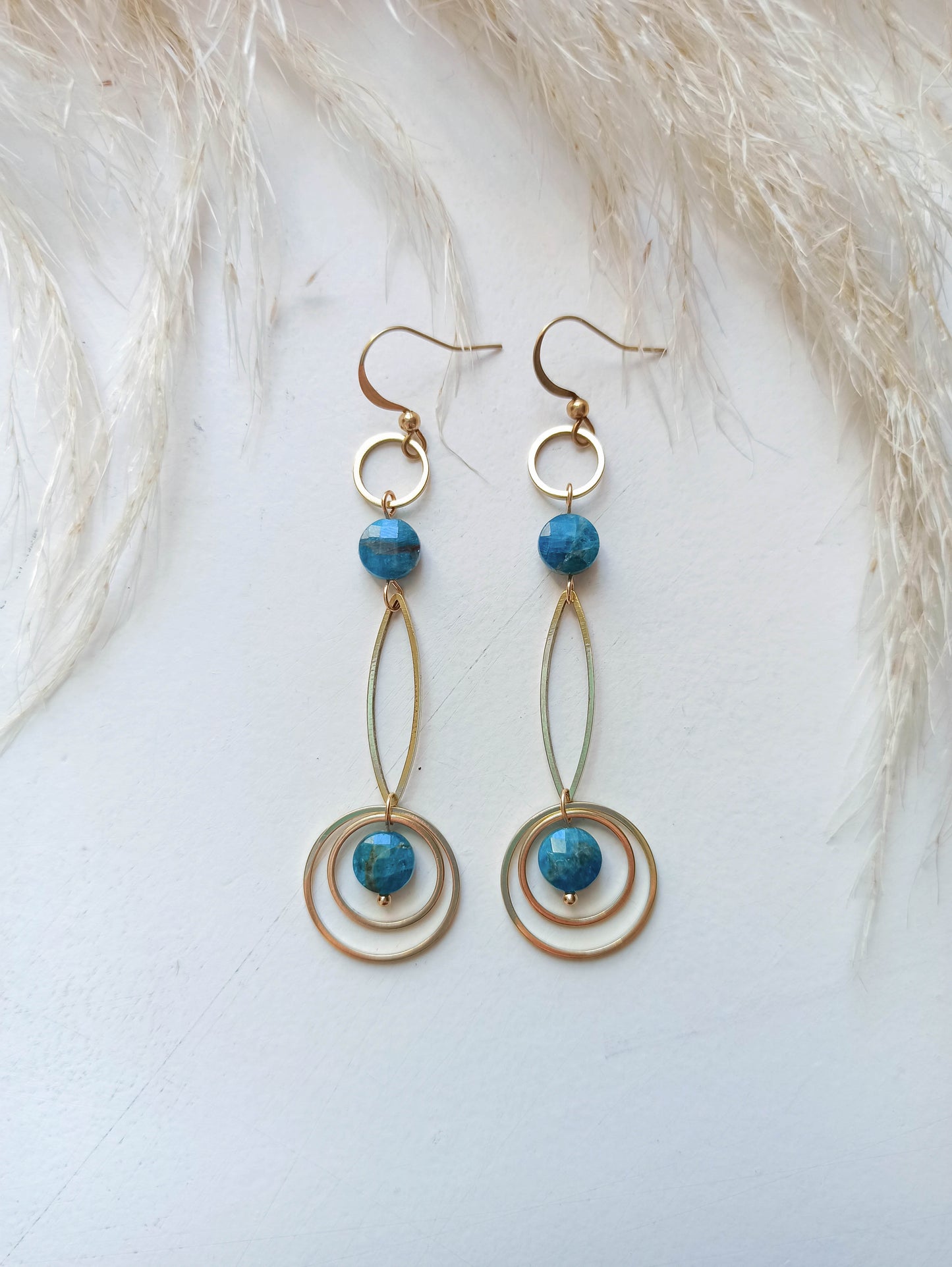 Boucles d'Oreilles Laiton Apatite