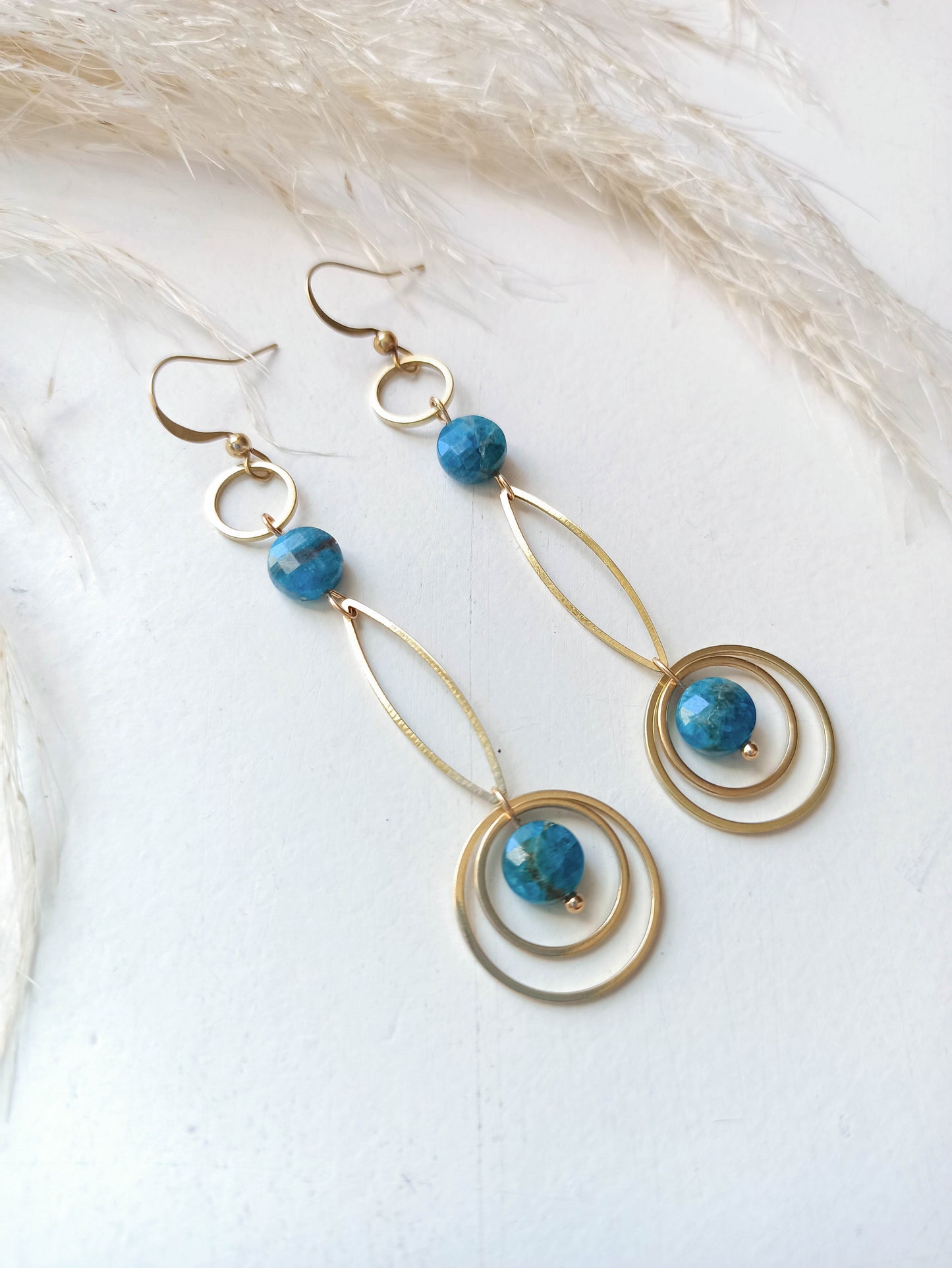 Boucles d'Oreilles Laiton Apatite