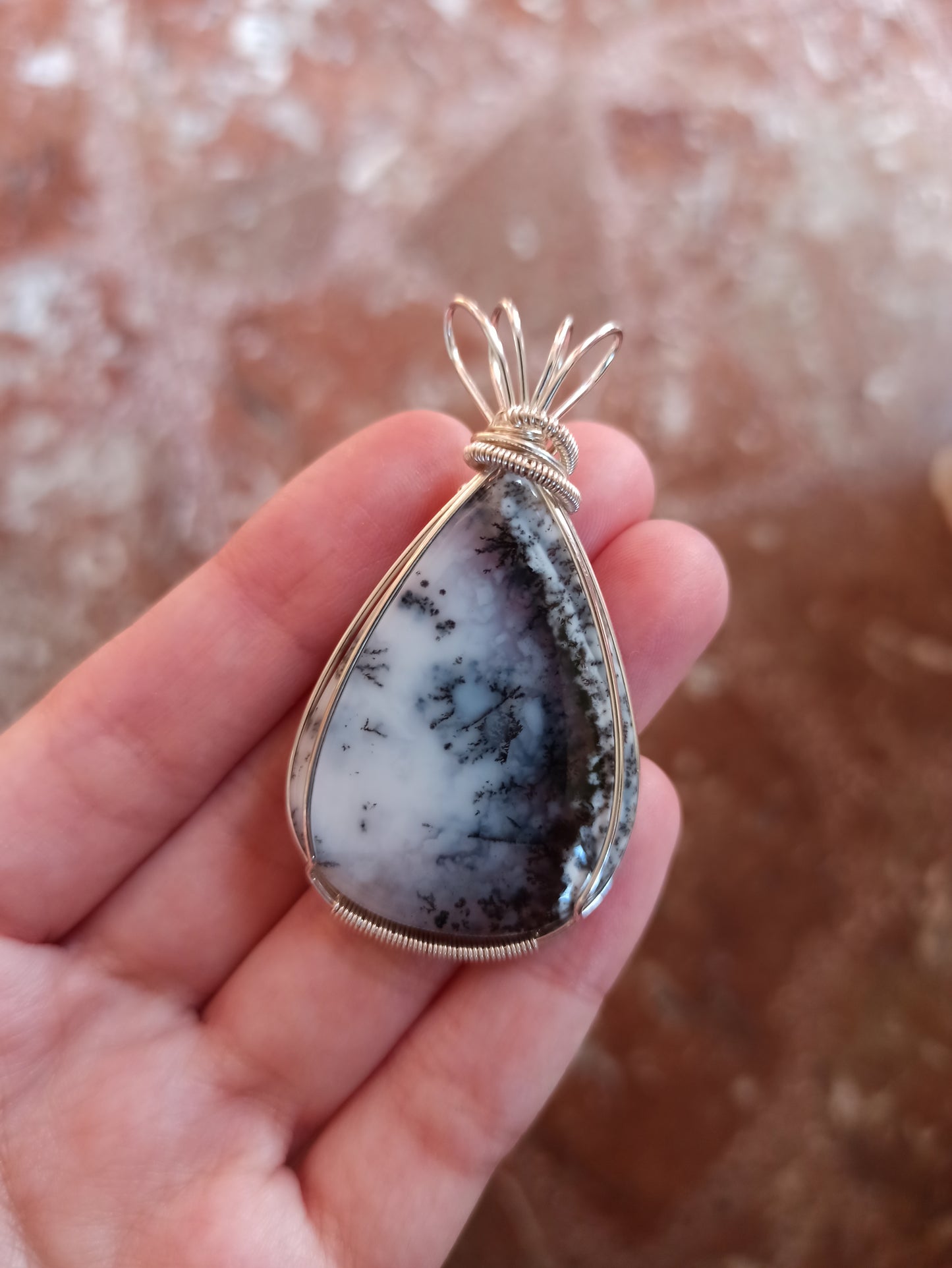 Dendritic Agate Wire Wrapped Pendant