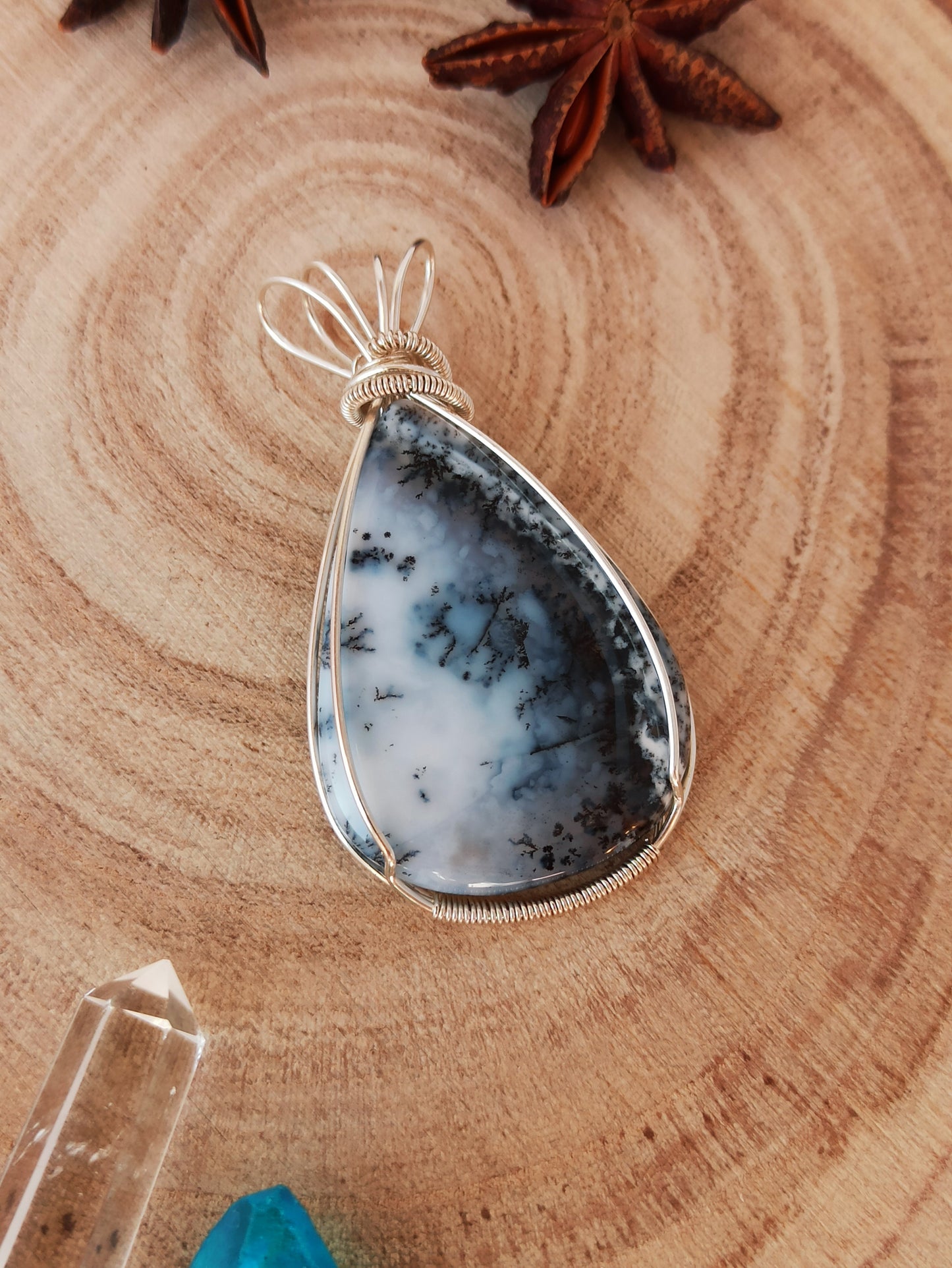 Dendritic Agate Wire Wrapped Pendant