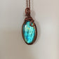 Green Labradorite Copper Wire Wrapped Pendant