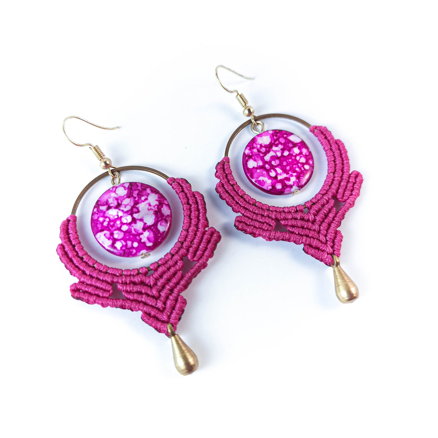 Fuchsia Macrame Boho Earrings