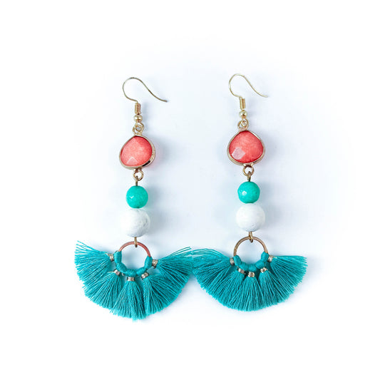 Beaded Tassel Earrings in Summer Colors