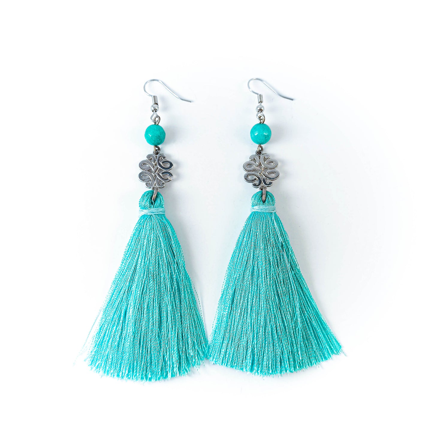 Light Turquoise Tassel Earrings