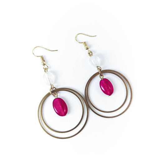 Gemstone Double Hoop Earrings