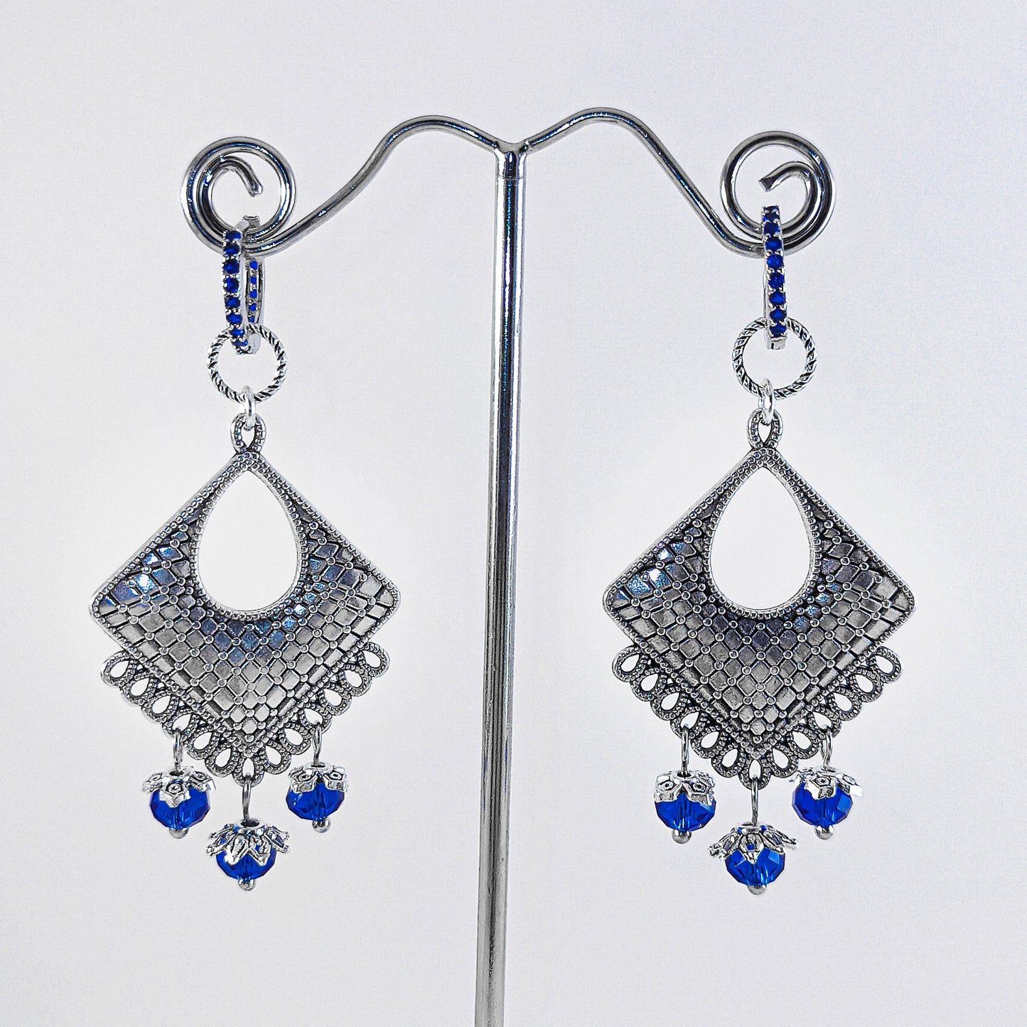 Boucles d'oreilles en cristal bleu Boho