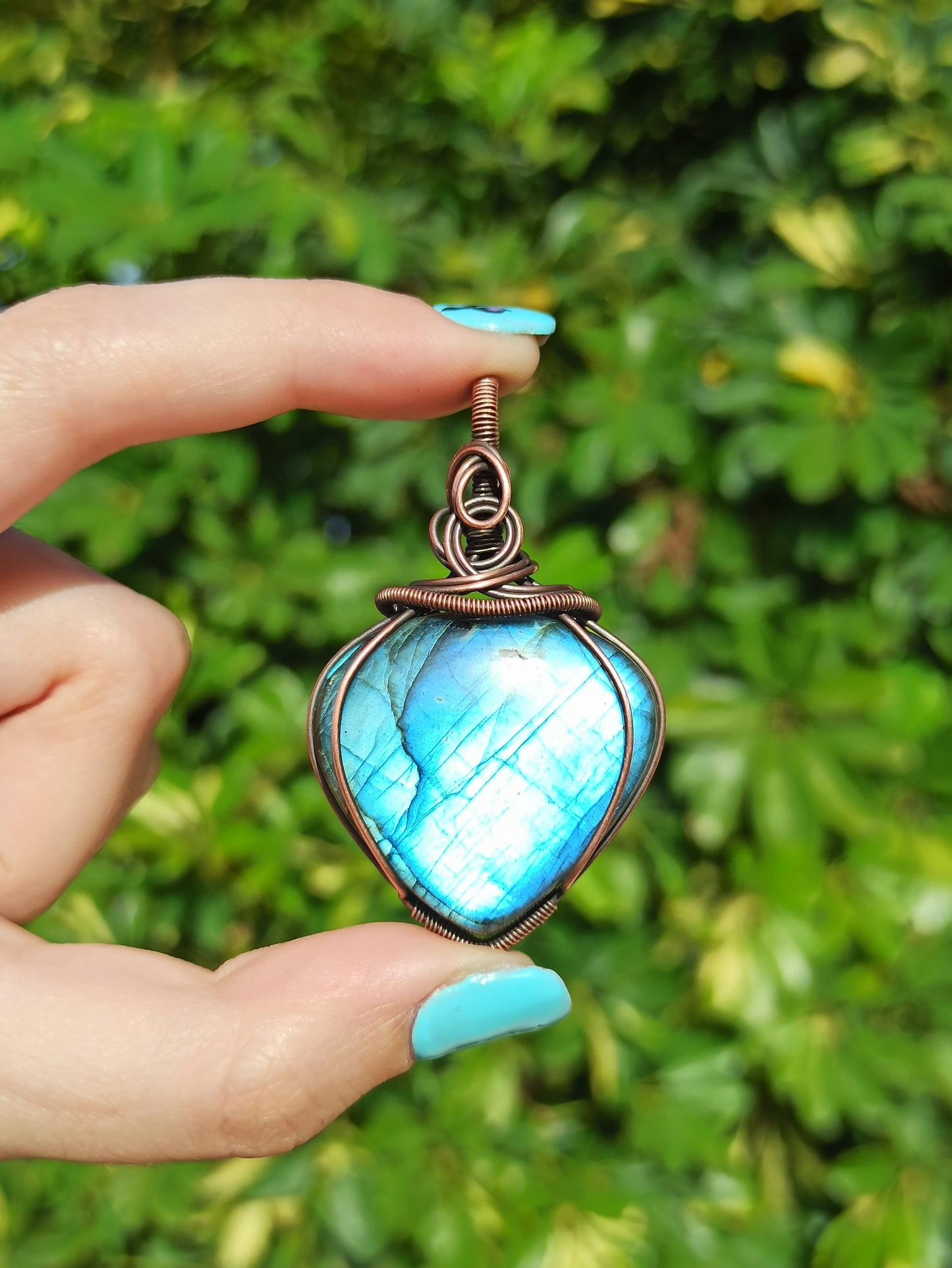 Blue Labradorite Wire Wrapped Pendant