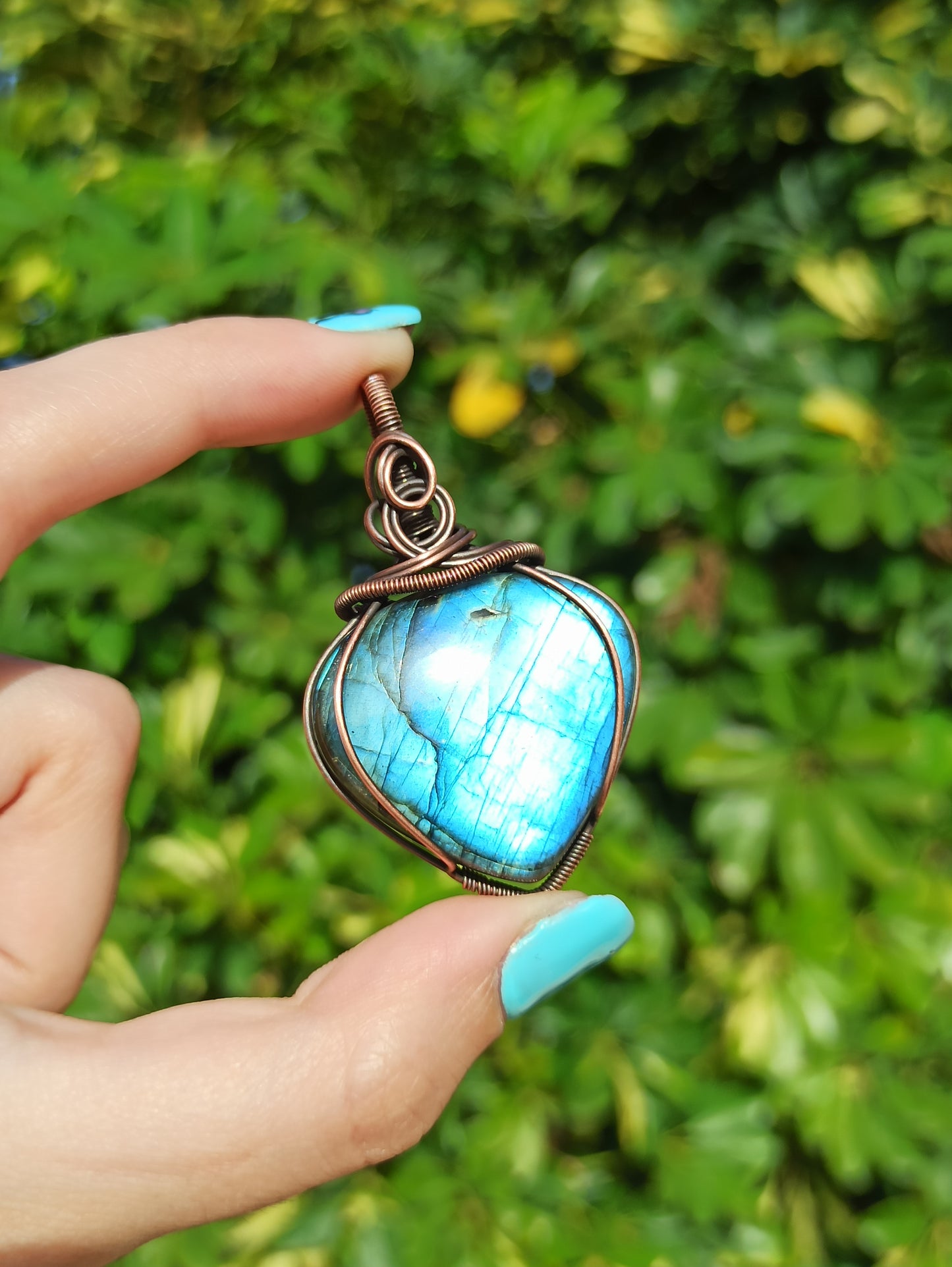 Blue Labradorite Wire Wrapped Pendant