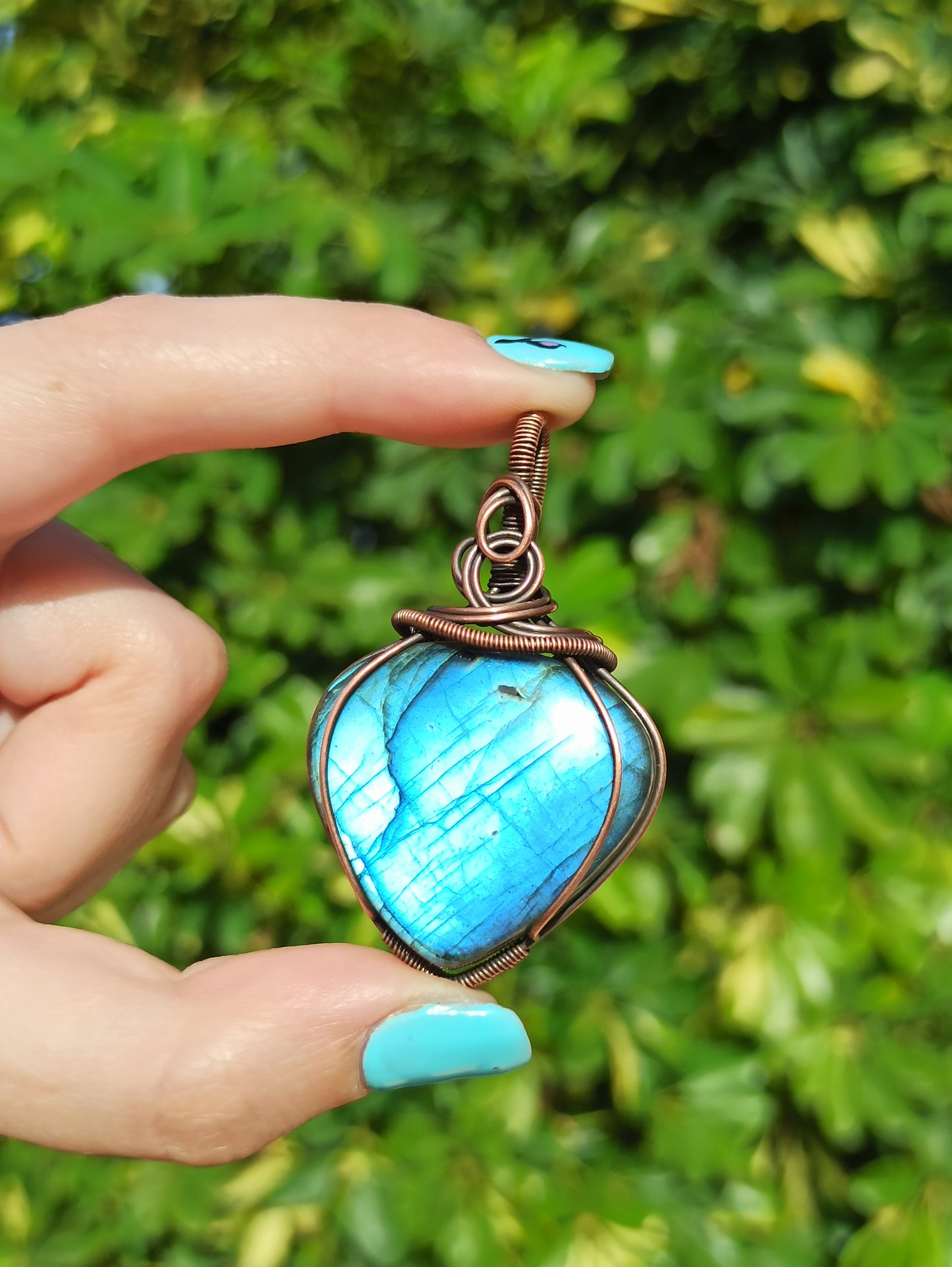 Blue Labradorite Wire Wrapped Pendant