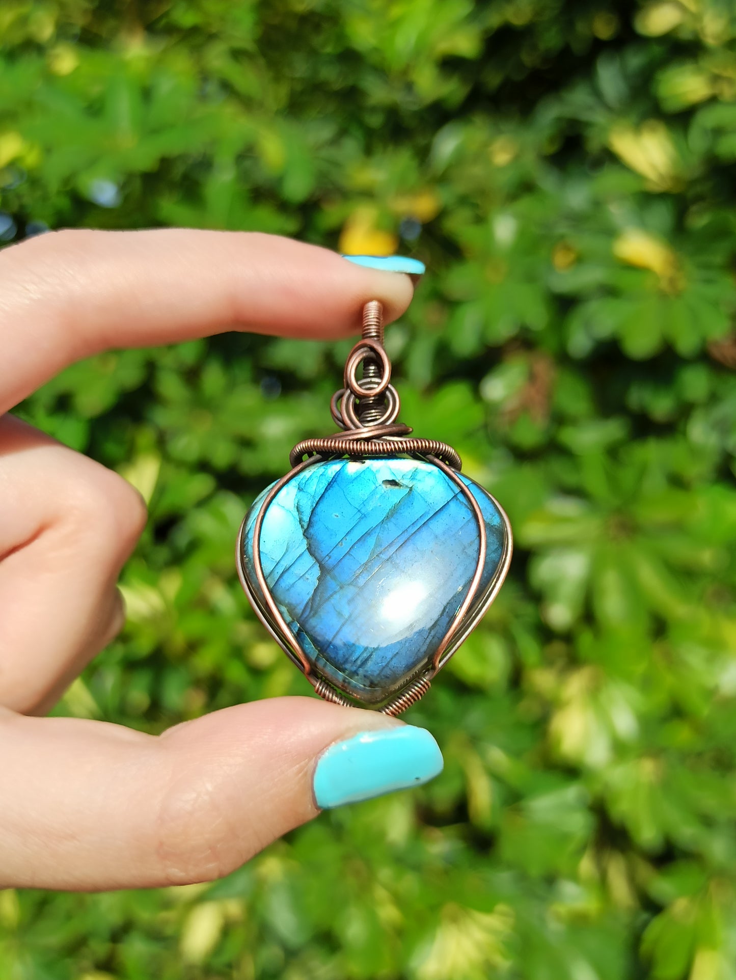 Blue Labradorite Wire Wrapped Pendant