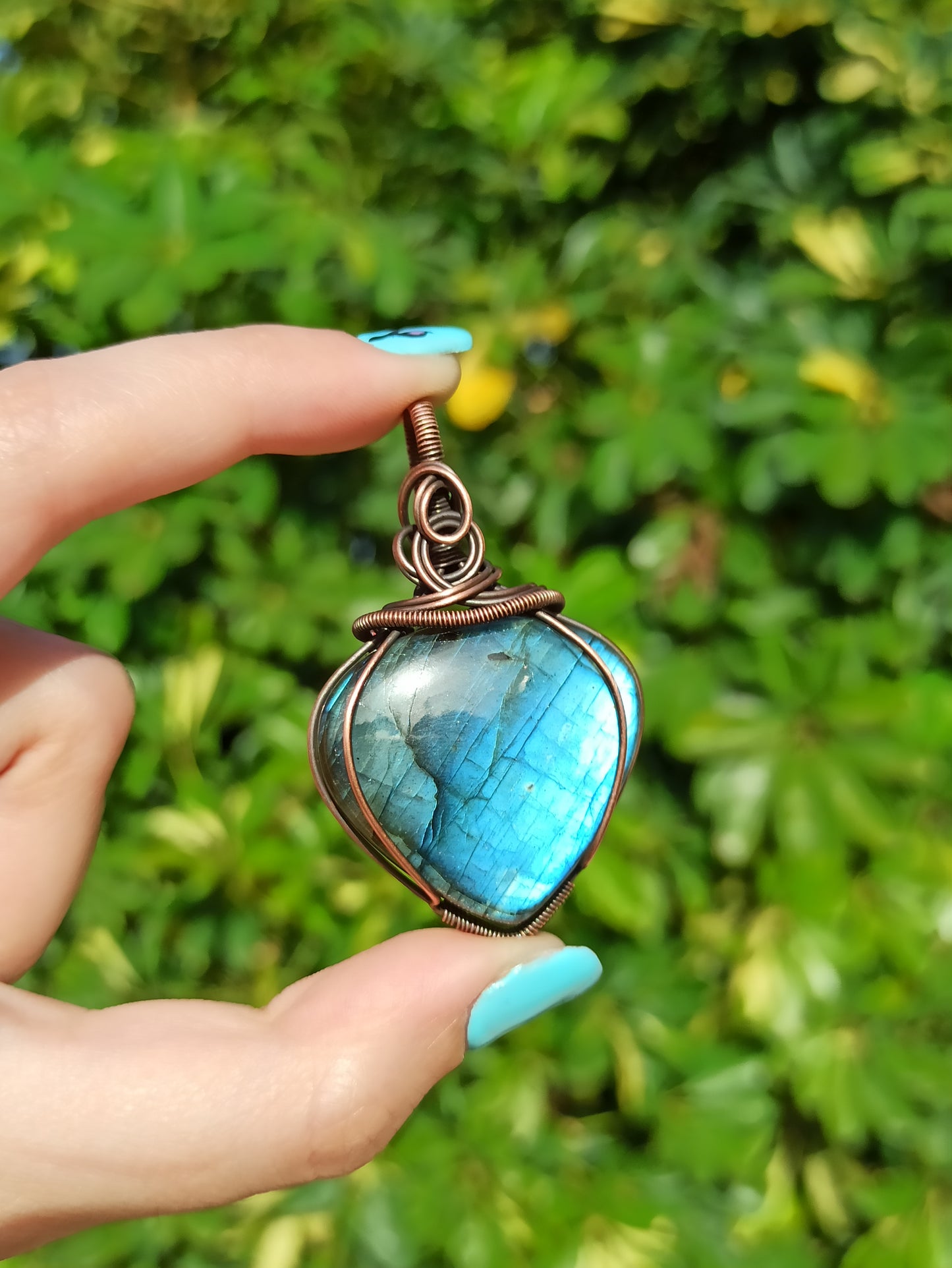 Blue Labradorite Wire Wrapped Pendant