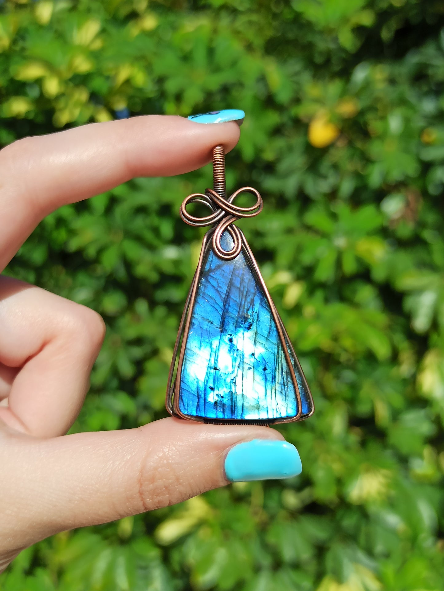 Blue Labradorite Wire Wrapped Pendant