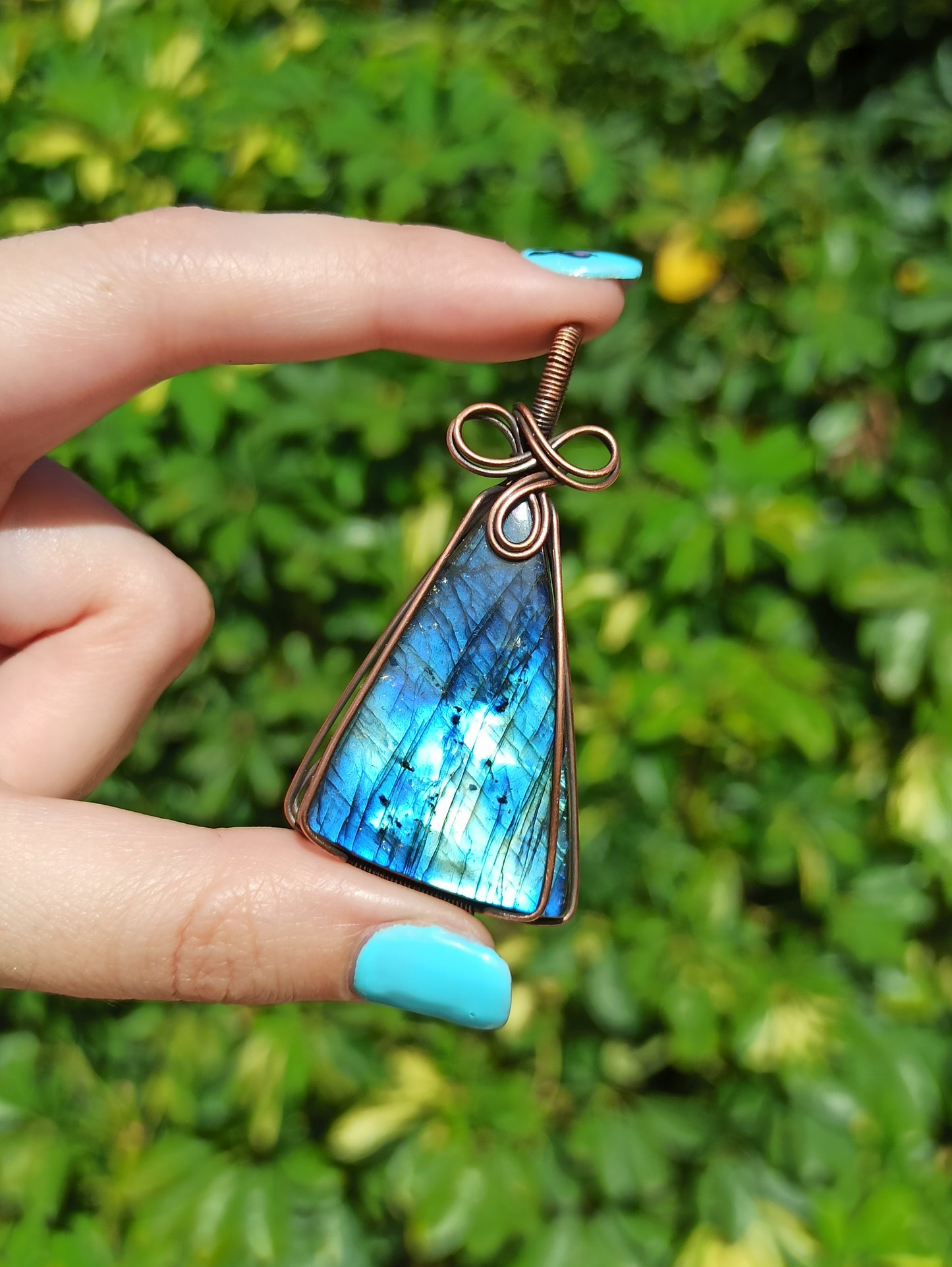 Blue Labradorite Wire Wrapped Pendant