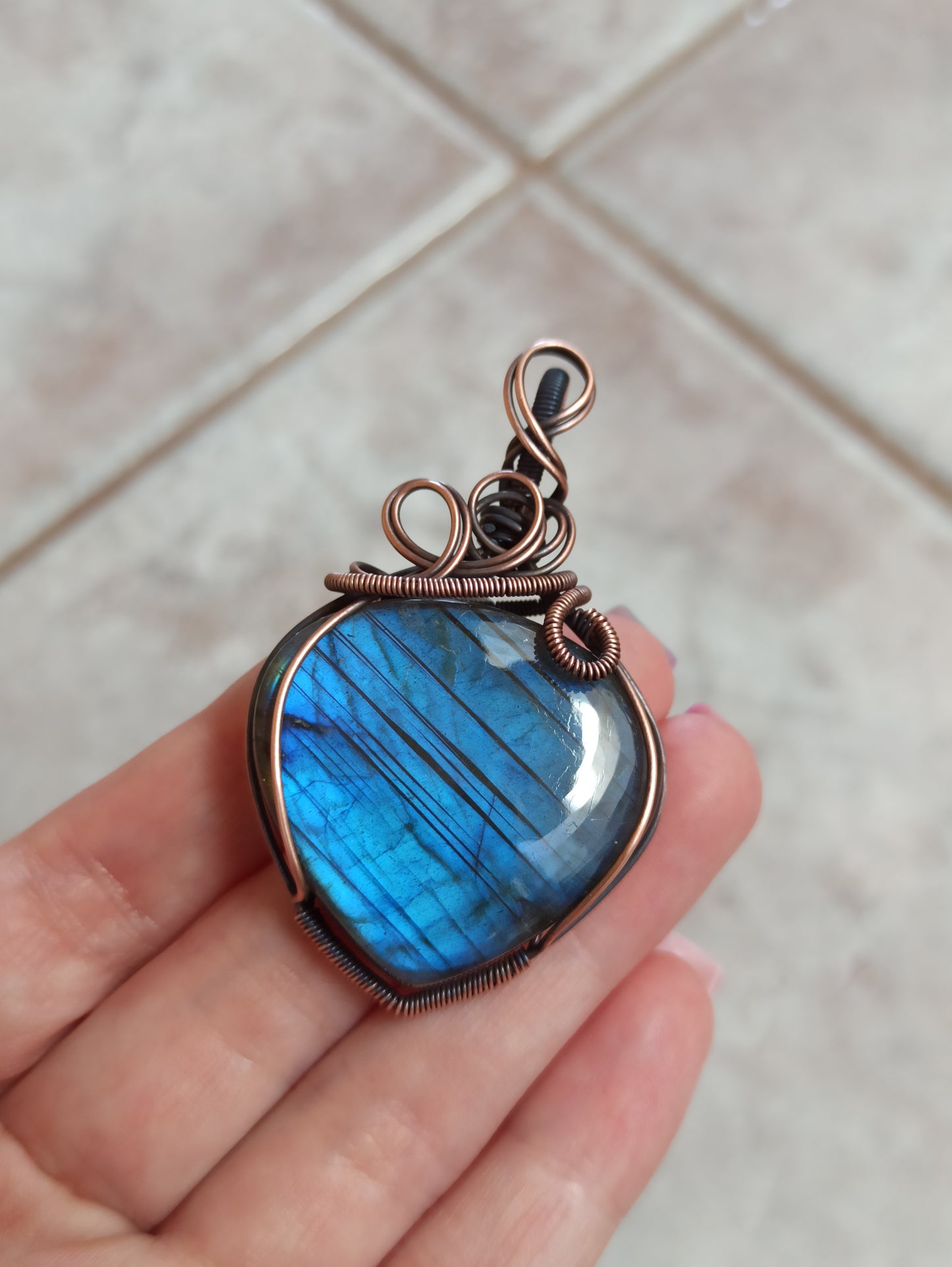 Blue Labradorite Wire Wrapped Pendant