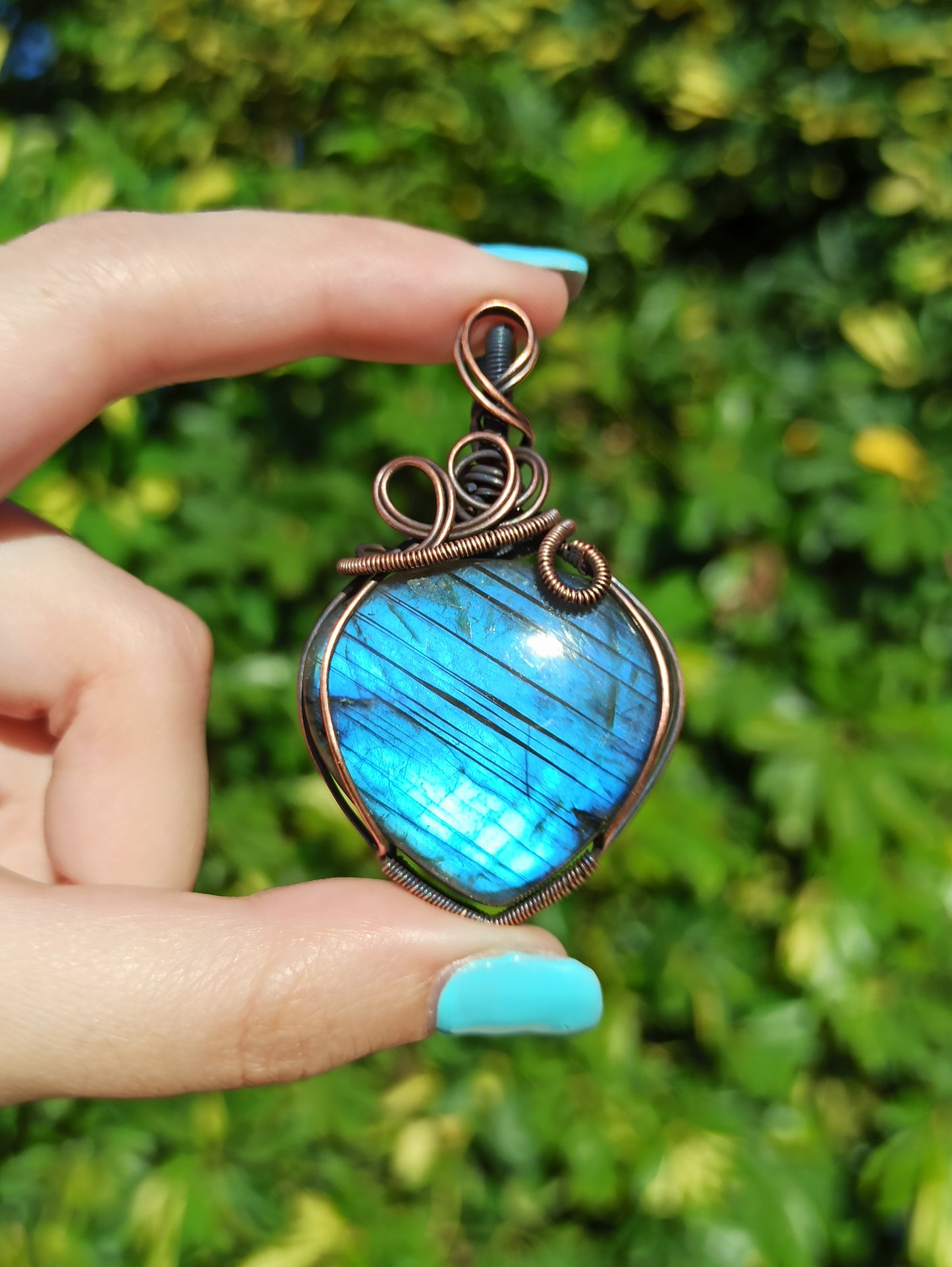 Blue Labradorite Wire Wrapped Pendant