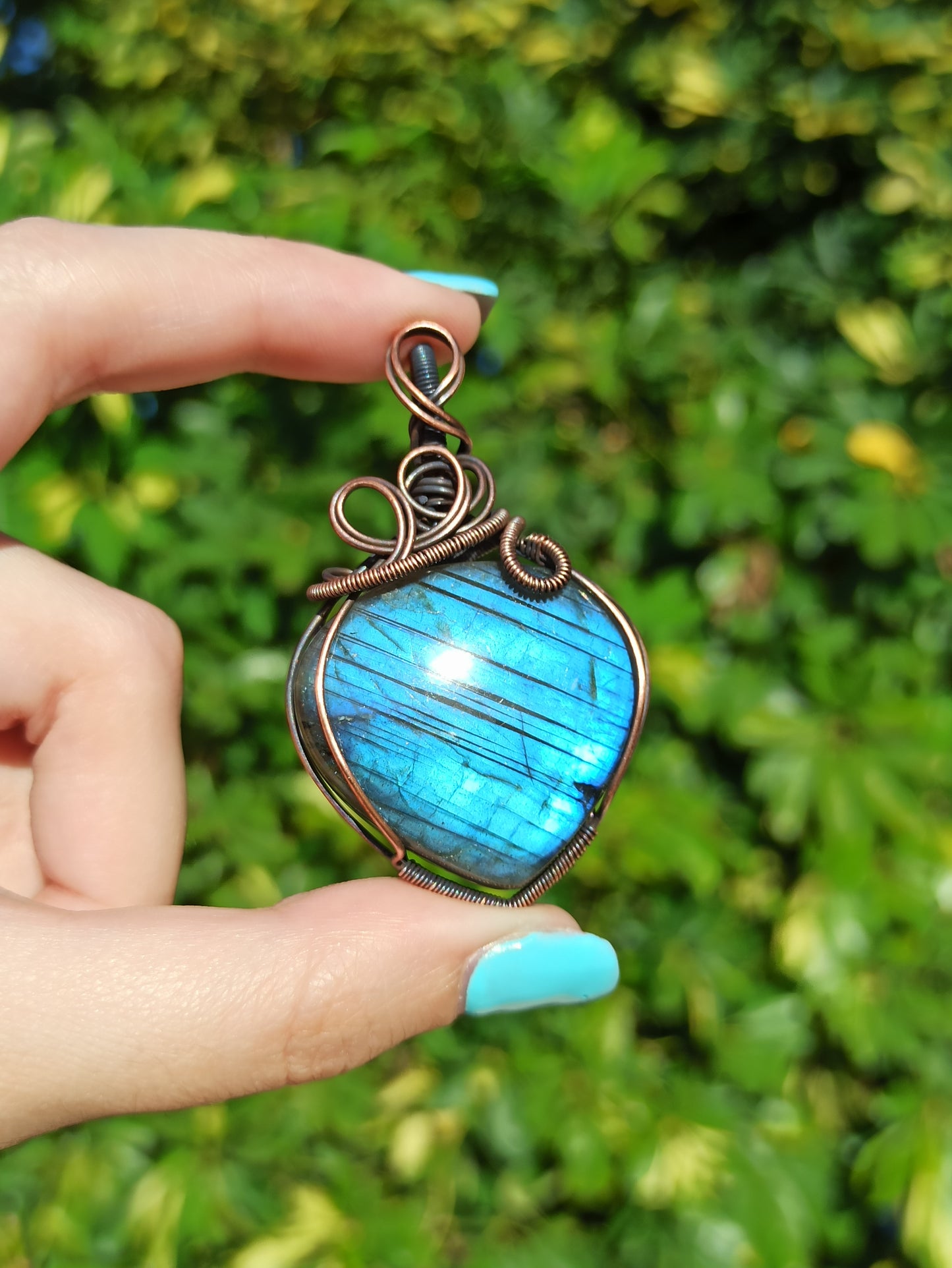 Blue Labradorite Wire Wrapped Pendant