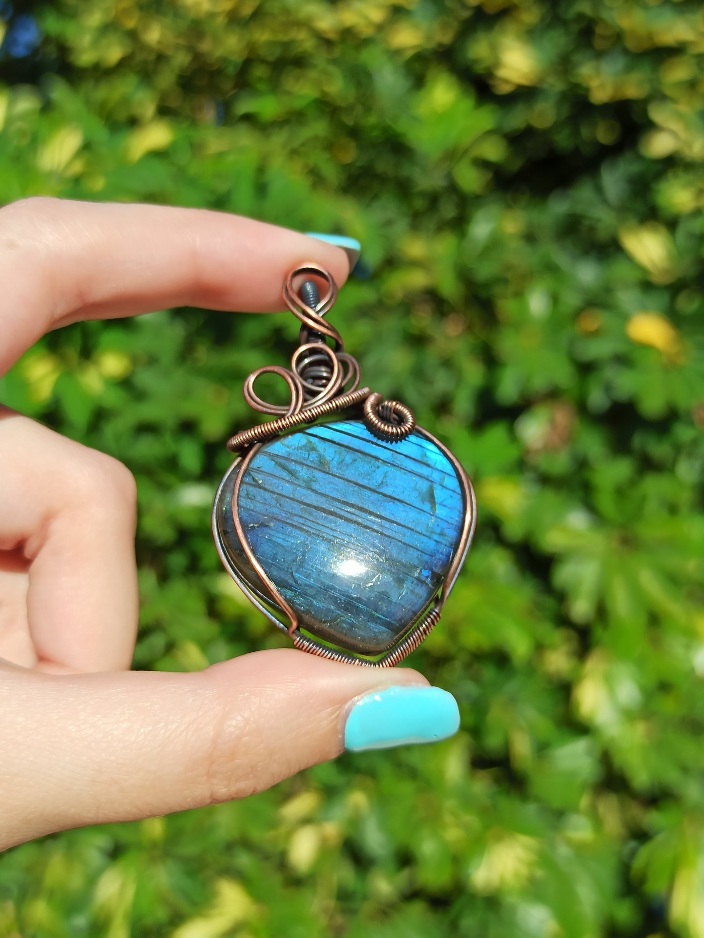 Blue Labradorite Wire Wrapped Pendant