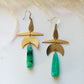Green Agate Brass Geometric Earrings