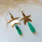 Green Agate Brass Geometric Earrings