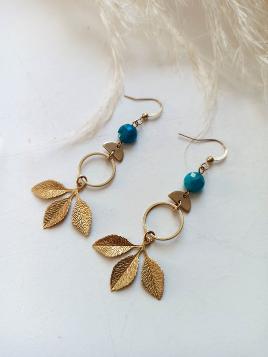 Apatite Brass Geometric Earrings