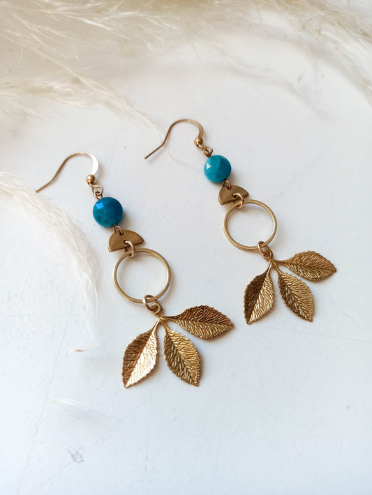 Apatite Brass Geometric Earrings