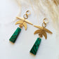Malachite Brass Geometric Earrings