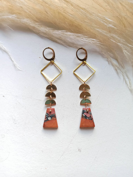 Maligano Jasper Brass Geometric Earrings