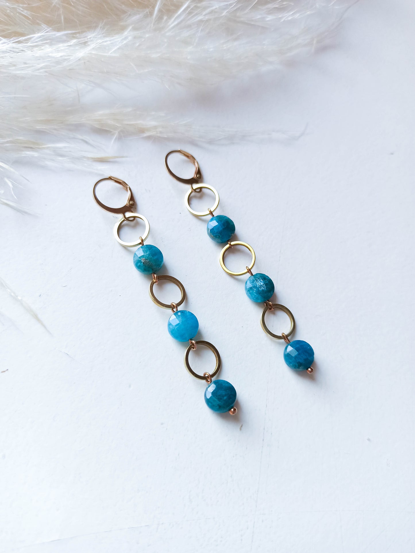 Boucles d'Oreilles Laiton Apatite