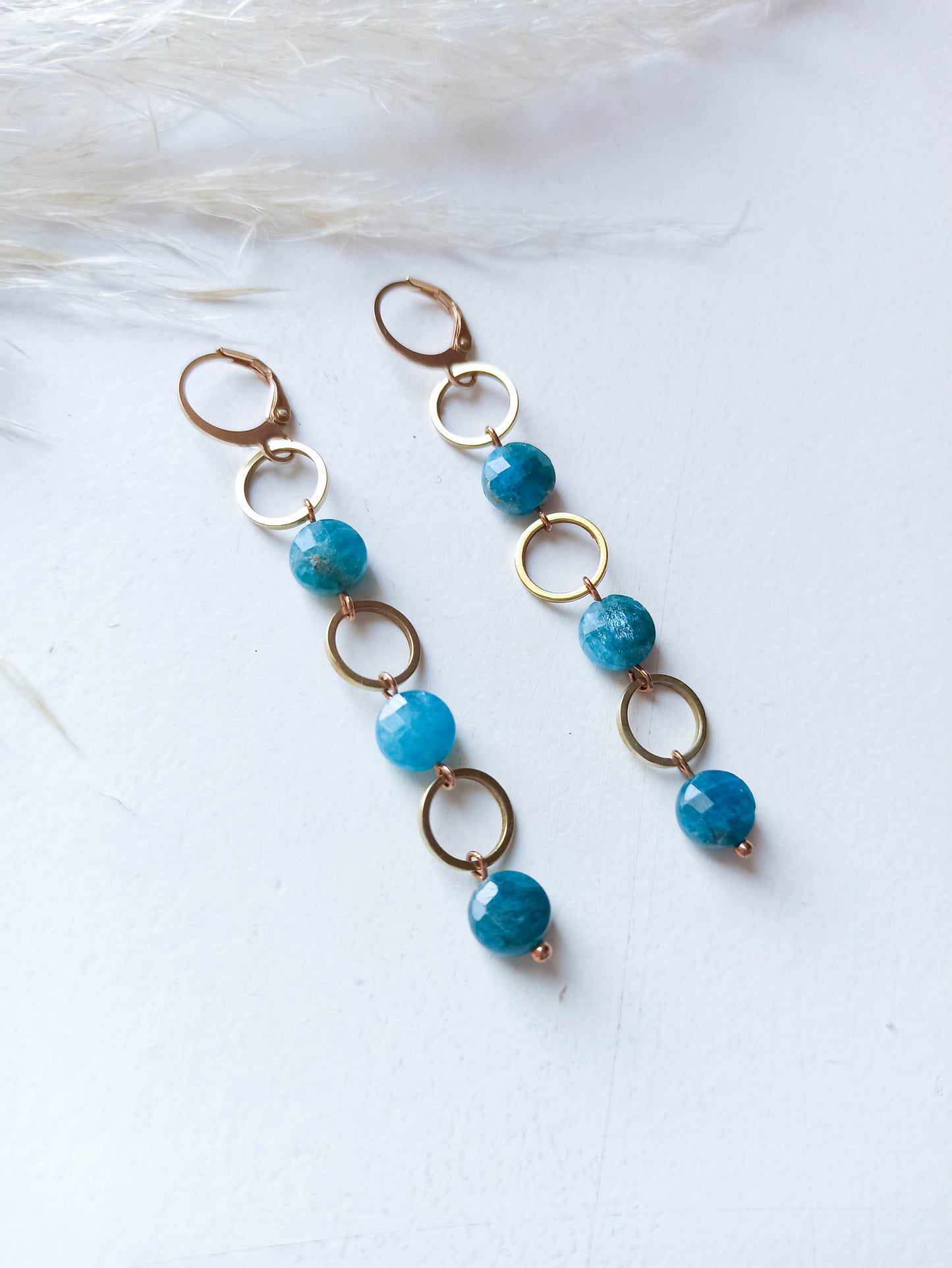 Boucles d'Oreilles Laiton Apatite