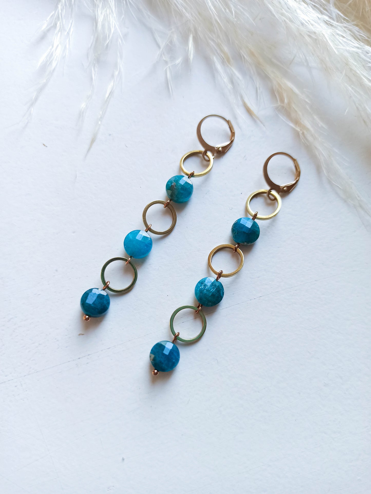 Boucles d'Oreilles Laiton Apatite