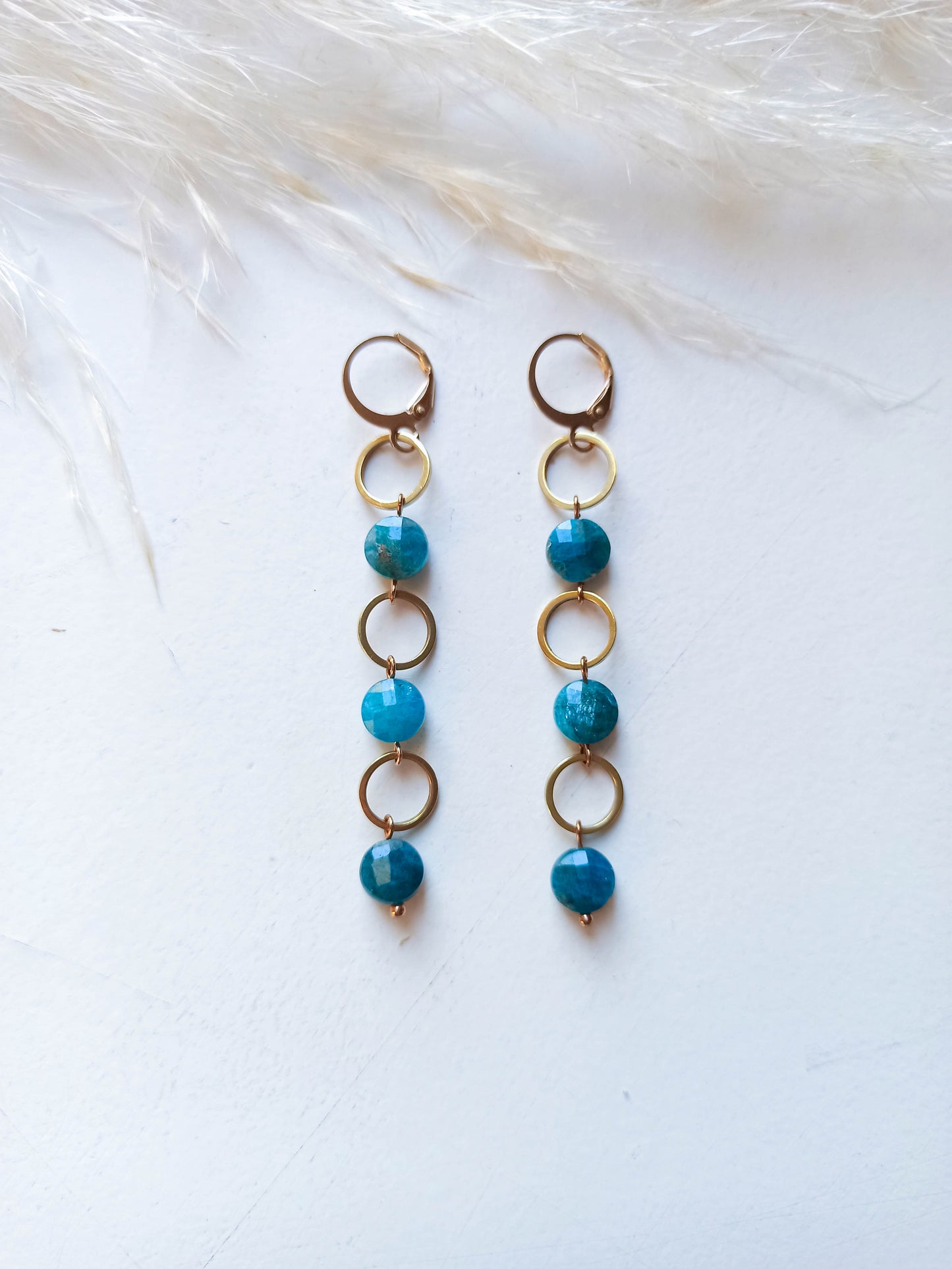 Boucles d'Oreilles Laiton Apatite