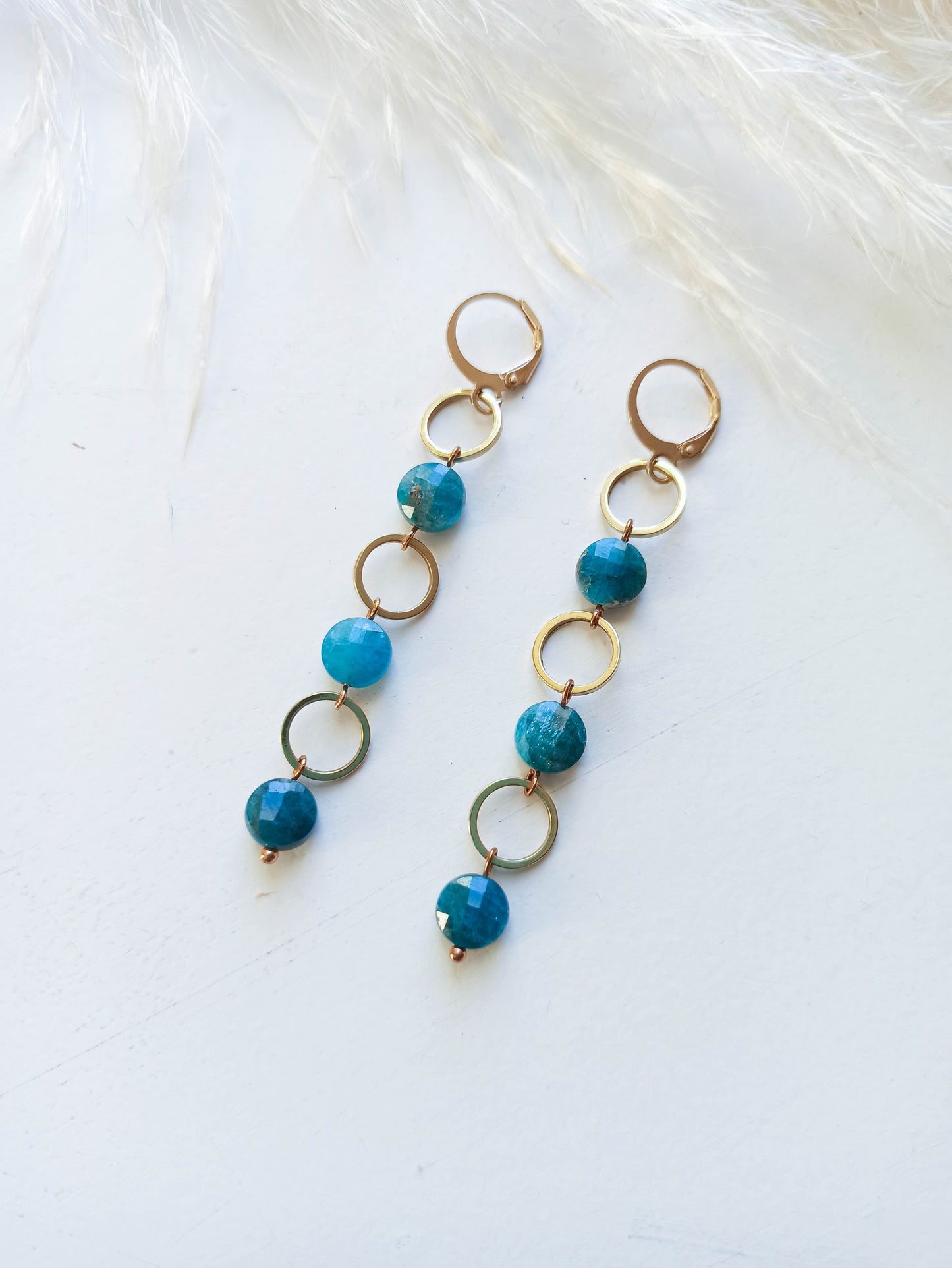 Boucles d'Oreilles Laiton Apatite