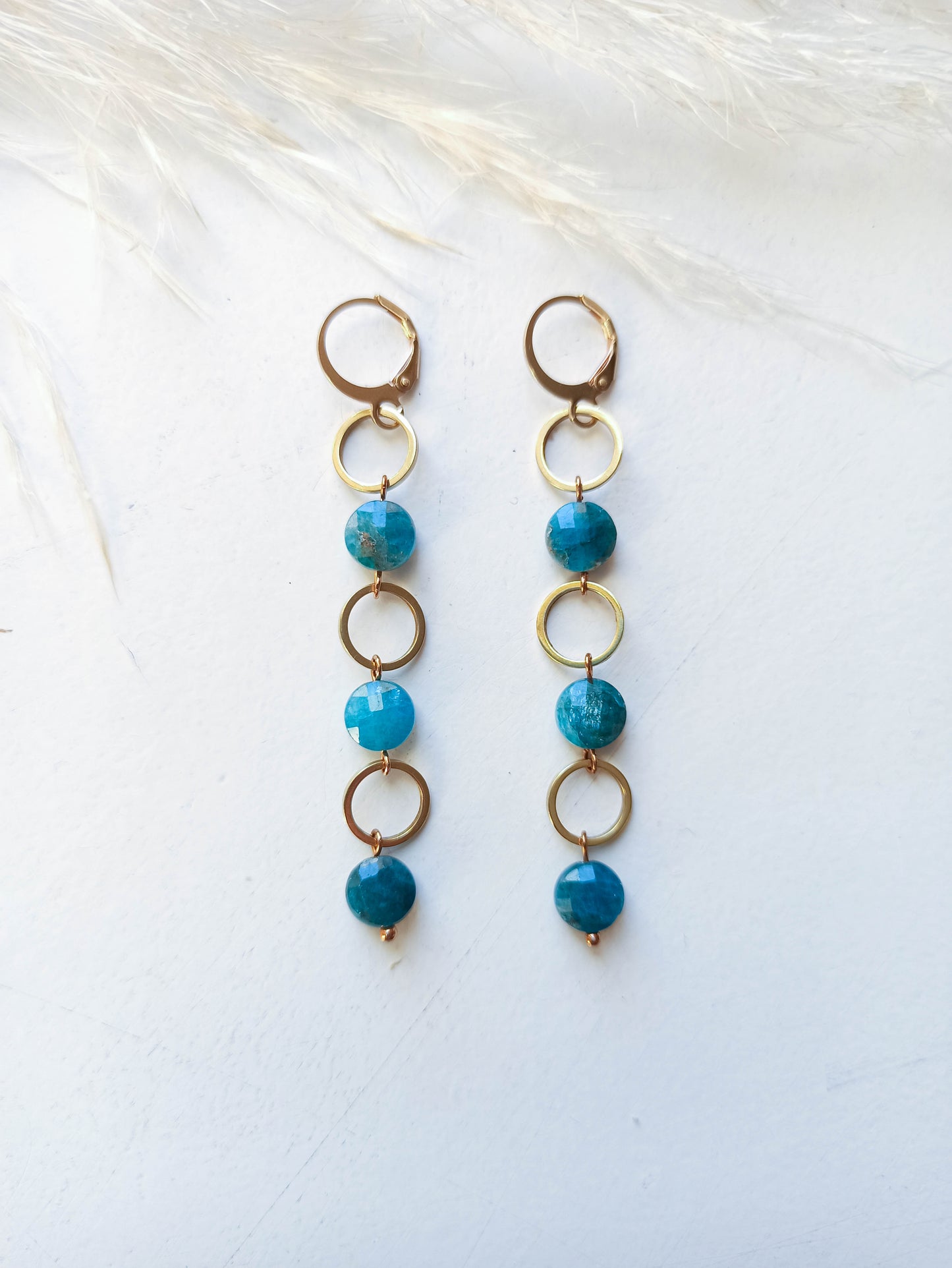 Boucles d'Oreilles Laiton Apatite