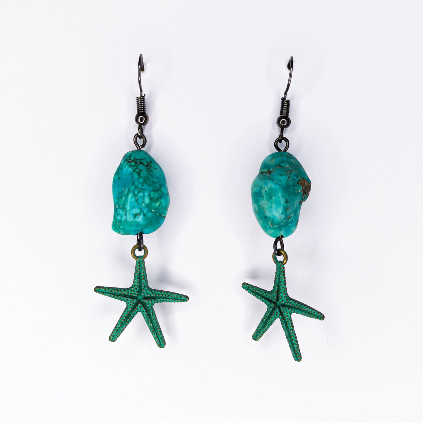 Turquoise Gemstone Starfish Summer Earrings