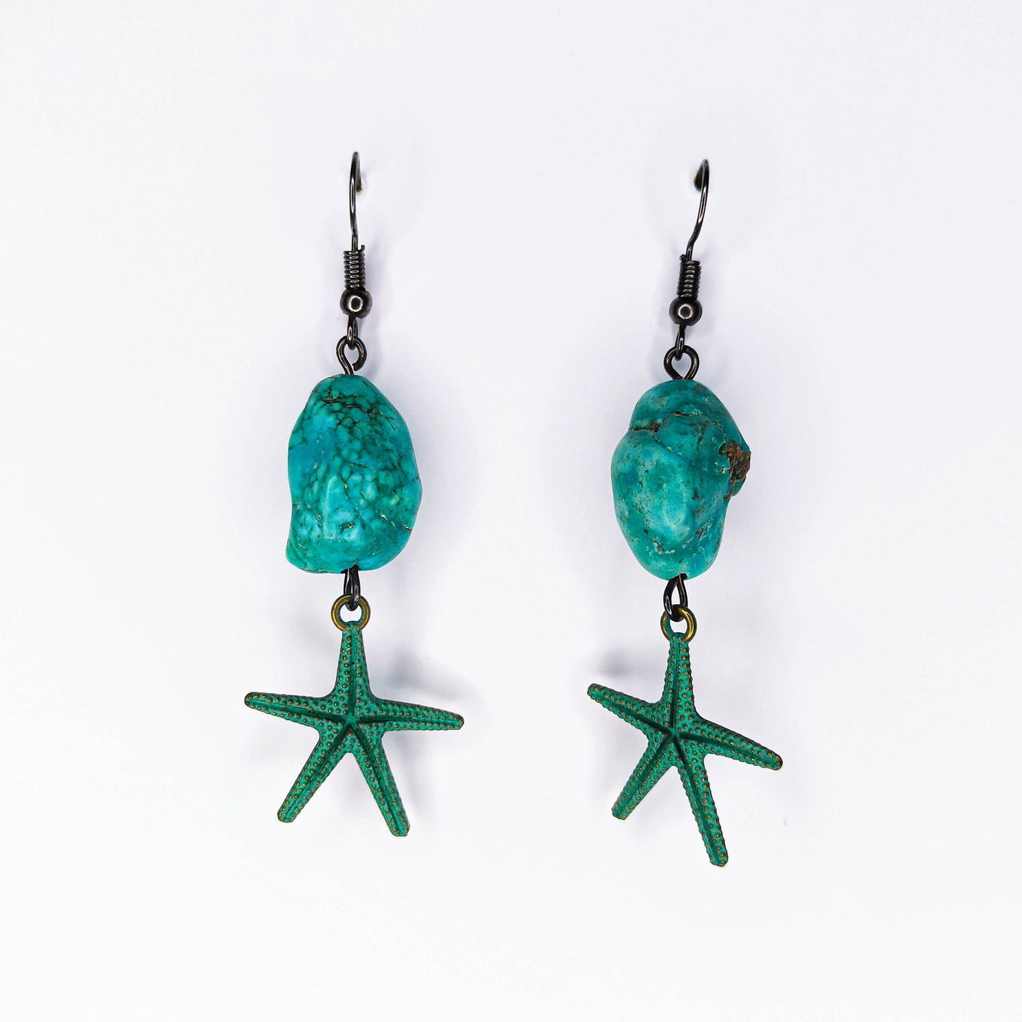 Turquoise Gemstone Starfish Summer Earrings