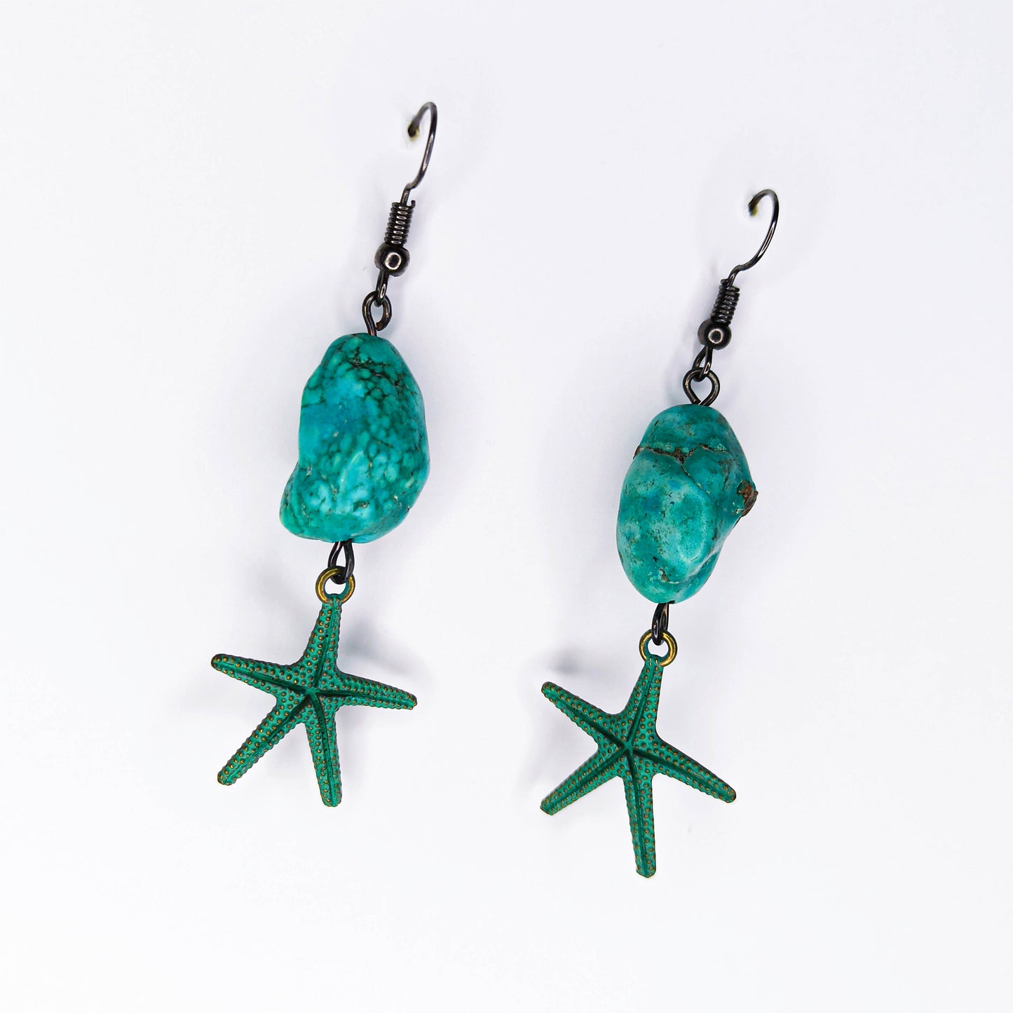 Turquoise Gemstone Starfish Summer Earrings