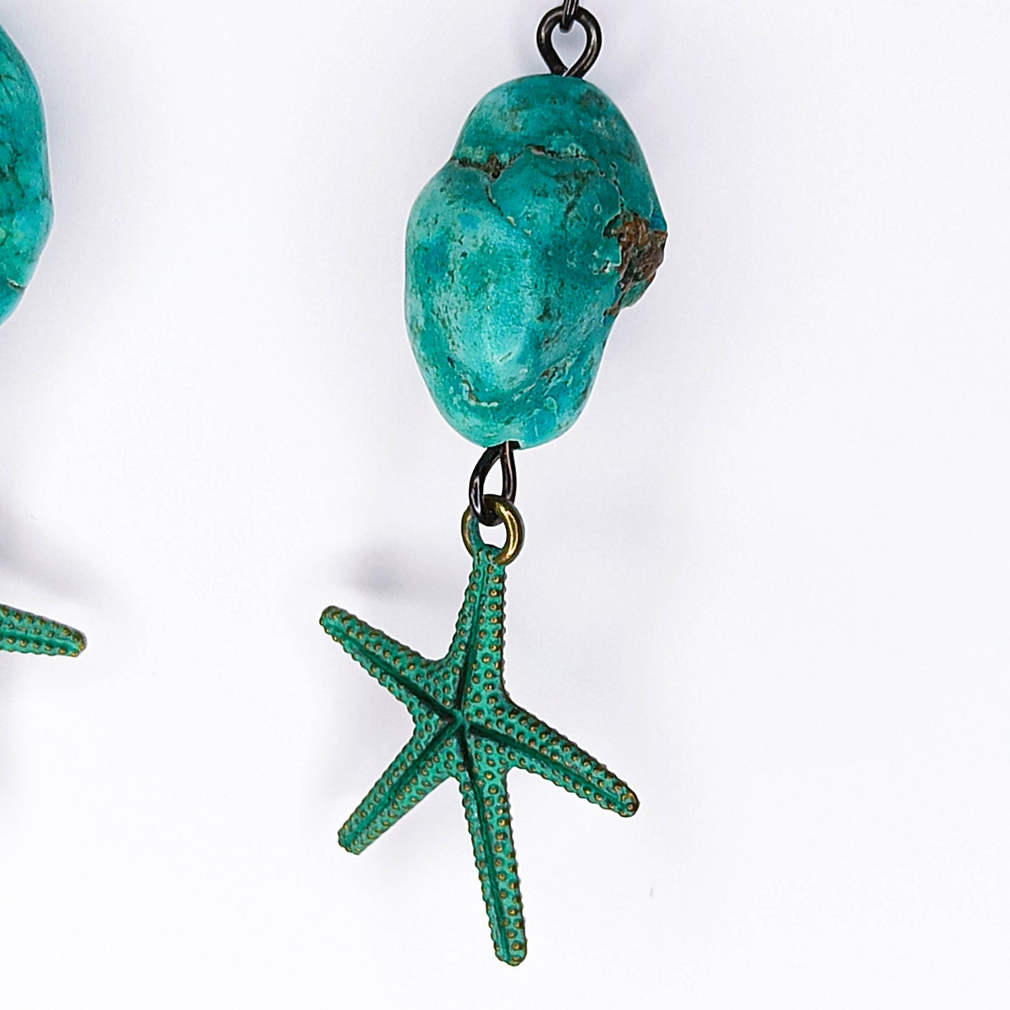 Turquoise Gemstone Starfish Summer Earrings