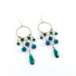 Boucles d'Oreilles en Laiton Lustre de Pierres Précieuses Vertes