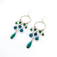Boucles d'Oreilles en Laiton Lustre de Pierres Précieuses Vertes