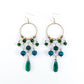 Boucles d'Oreilles en Laiton Lustre de Pierres Précieuses Vertes