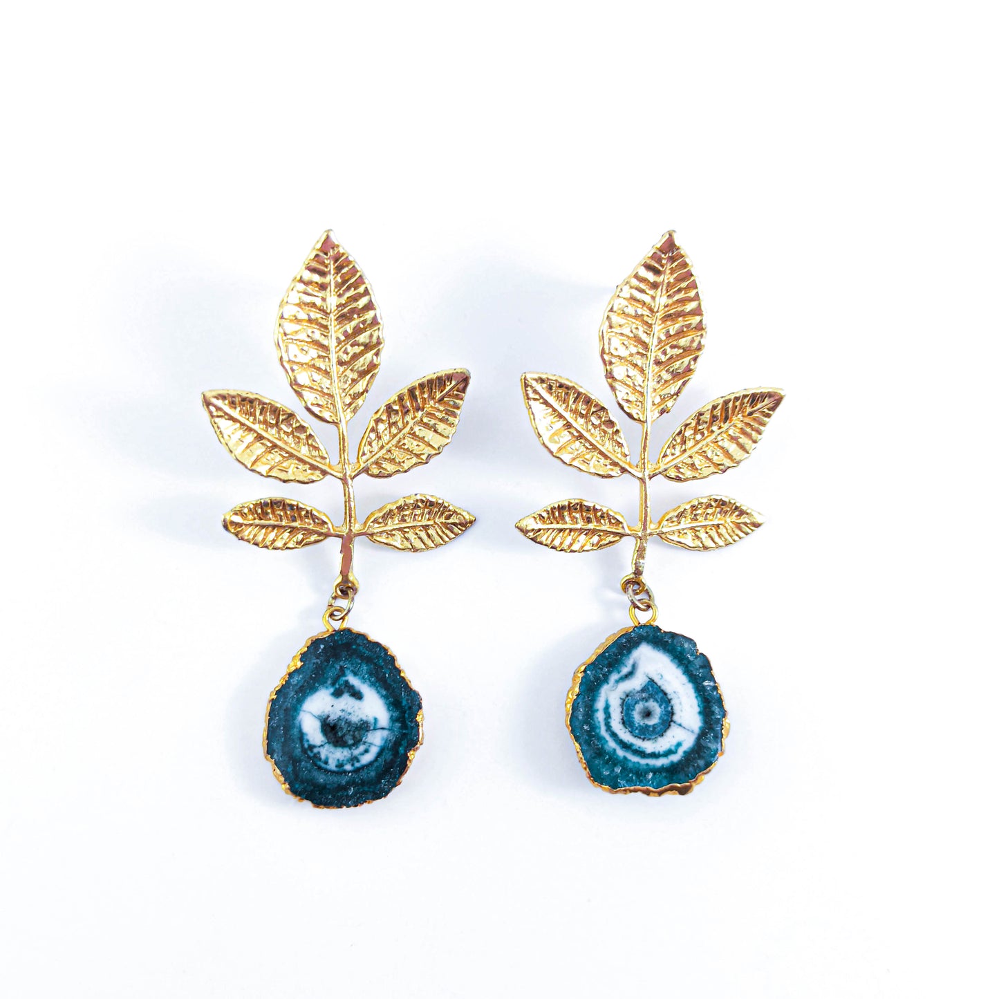 Boucles d'Oreilles Quartz Vert Plaqué Or