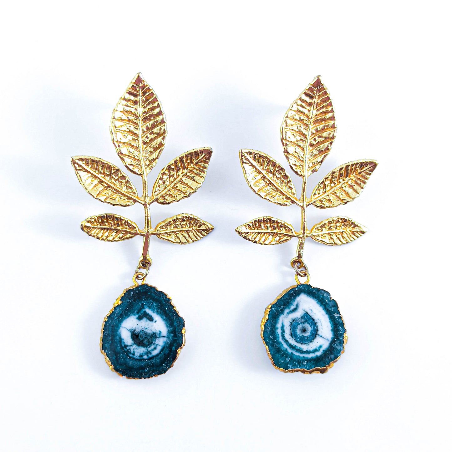 Boucles d'Oreilles Quartz Vert Plaqué Or