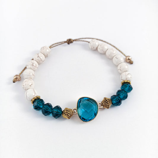 Petrol Crystal Bracelet with Gold Details