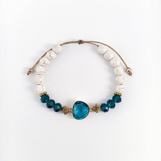 Petrol Crystal Bracelet with Gold Details