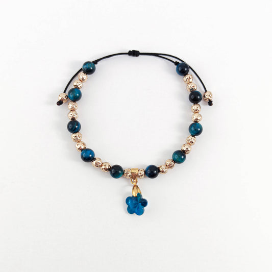 Petrol Flower Bracelet with Gemstones