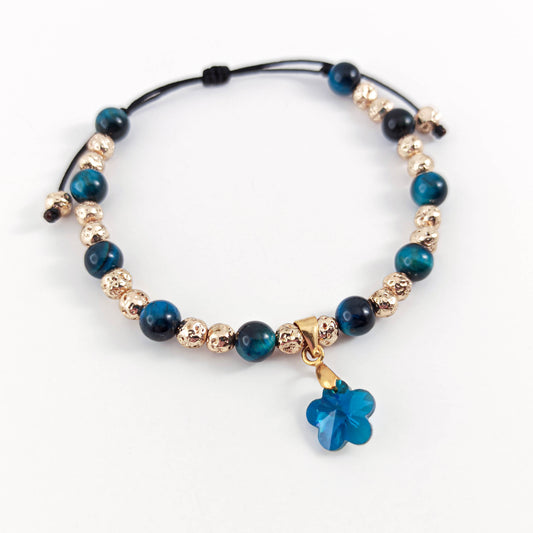 Petrol Flower Bracelet with Gemstones