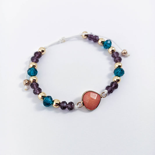 Multicolor Agate Bracelet with Crystals