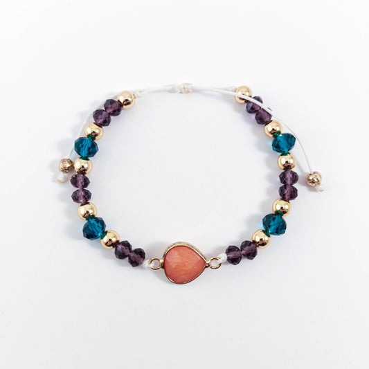 Multicolor Agate Bracelet with Crystals