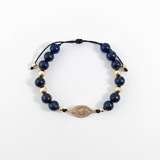 Evil Eye Lapis Lazuli Bracelet with Zircons