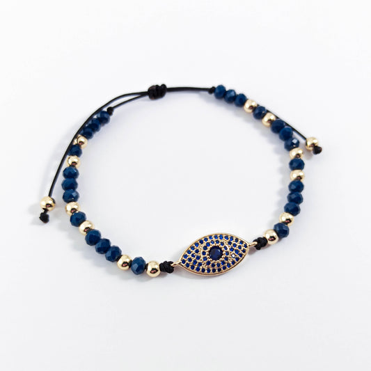 Blue Evil Eye Bracelet with Zircons